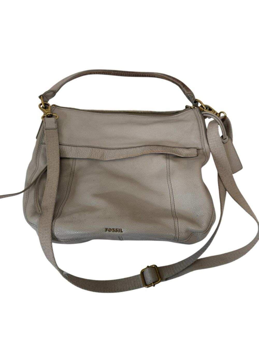 Fossil Grey Pebbled Leather Hobo Handbag Womens Purse Bag Fall Damaged